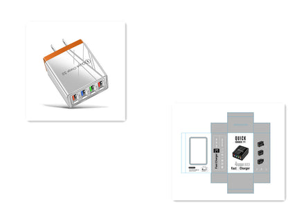 Caricatore USB Rapido 4 Porte Quick Charge 3.0