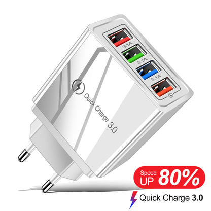 Caricatore USB Rapido 4 Porte Quick Charge 3.0