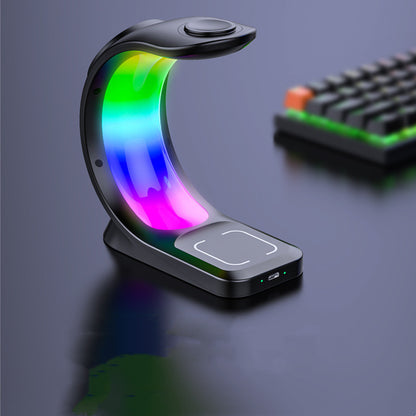 Stazione di Ricarica Wireless 4 in 1 con Luce Ambiente